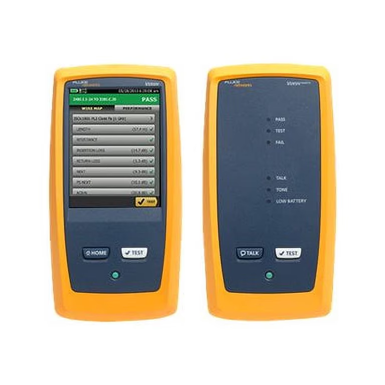 Fluke Networks DSX2-8000QI cable certifier showing a PASS result